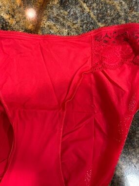 Soma Bright Red Lace-Trim Bikini Briefs